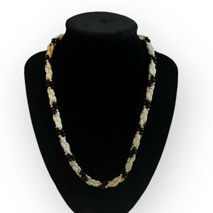 Vintage Glass Bead Faux Pearl with Gild
Accent Necklace.